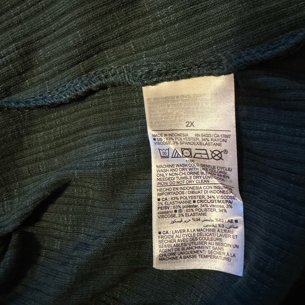 Old Navy Women's Dark Green Short Sleeve Luxe Ribbed Tee 2X - Picture 6 of 6